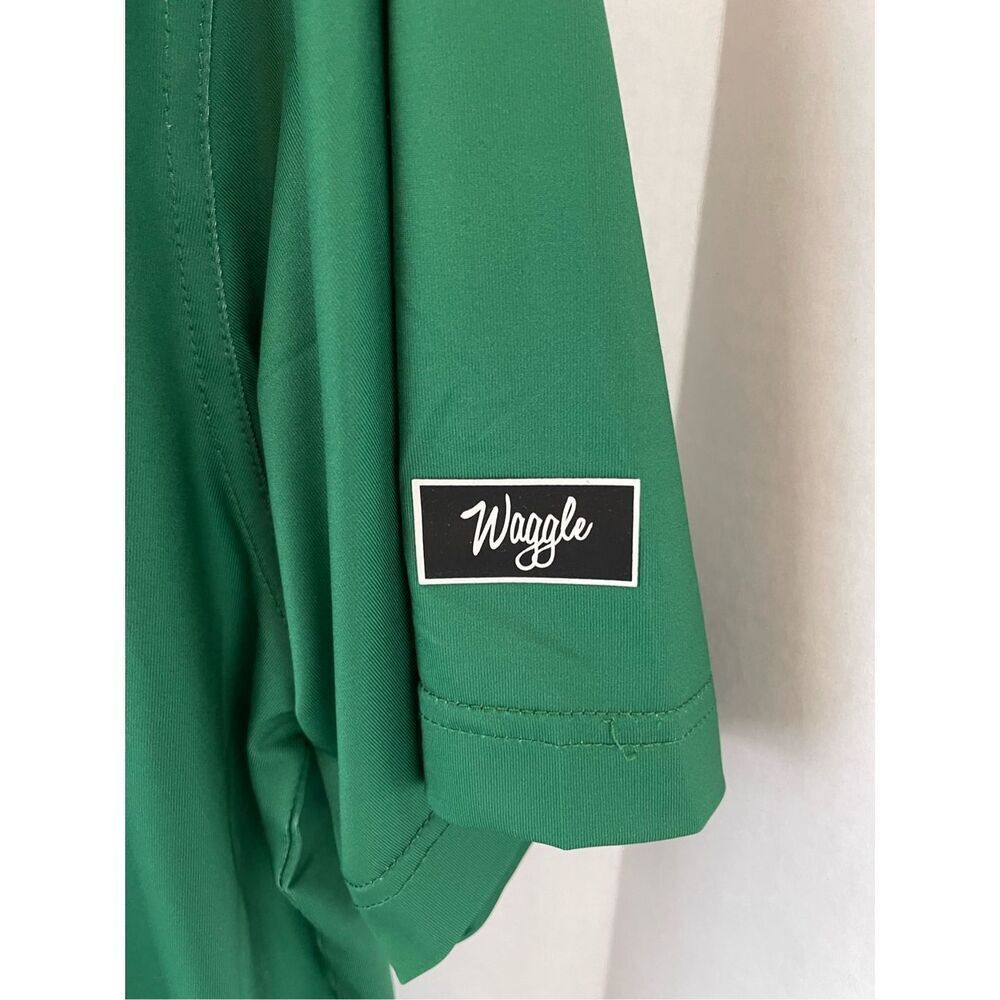 Waggle Green Gold polo with Yellow DUDE embroidered logo on left chest A24 - Picture 3 of 5